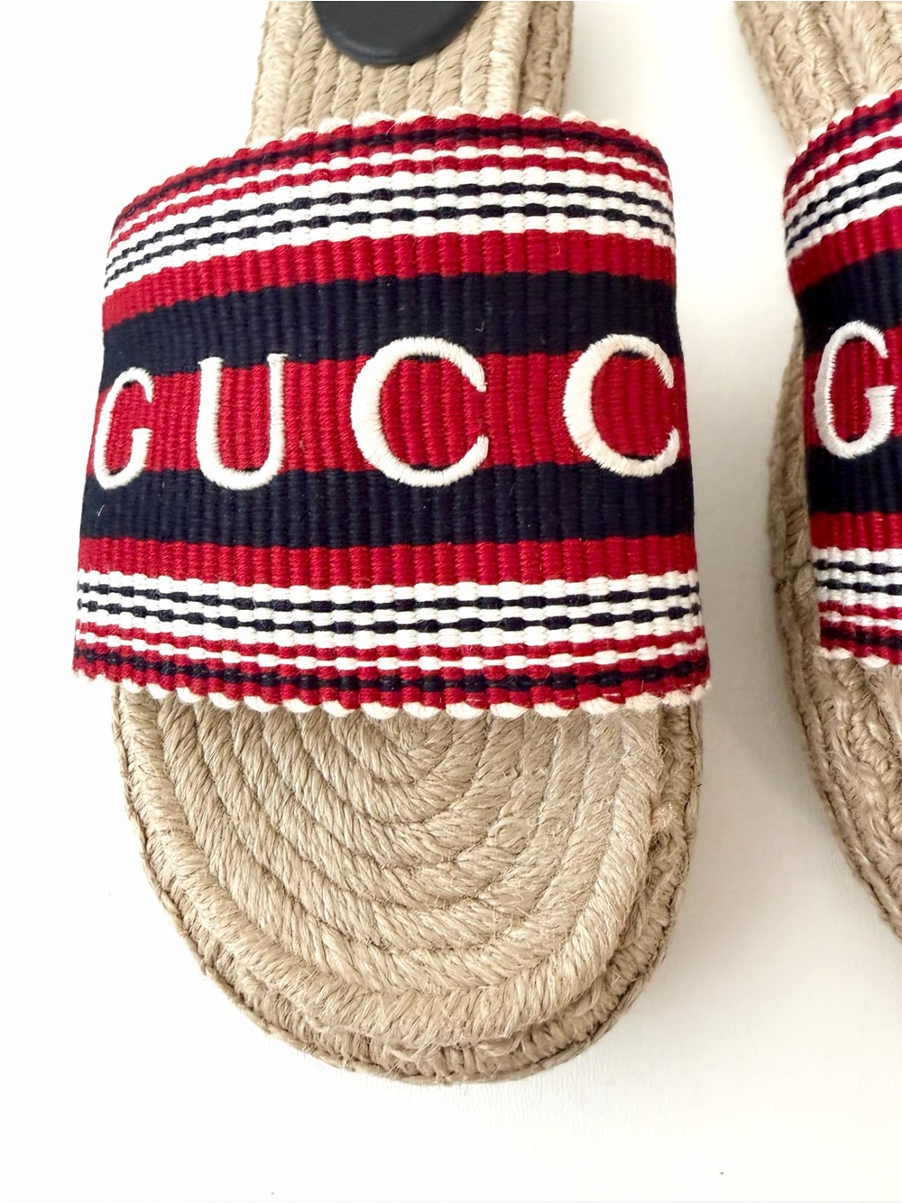 GUCCI | Sabela Web Stripe Logo Espadrille Platform Slides Sandals EU 39 - Picture 6 of 13